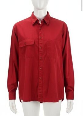 Vintage TODD Red 100% Cotton Long Sleeve Button Up Shirt Men's Size 1X 17-17.5